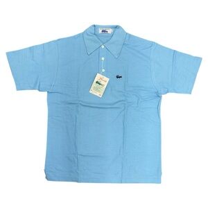NWT 70s Chemise Izod Lacoste Solid Color Blue Embroidery Logo Polo Shirt Sz XL